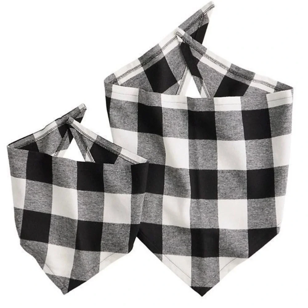 Pet NWT S-M Jammies For Your Families Ho Ho Ho Buffalo Plaid Bandana in Black